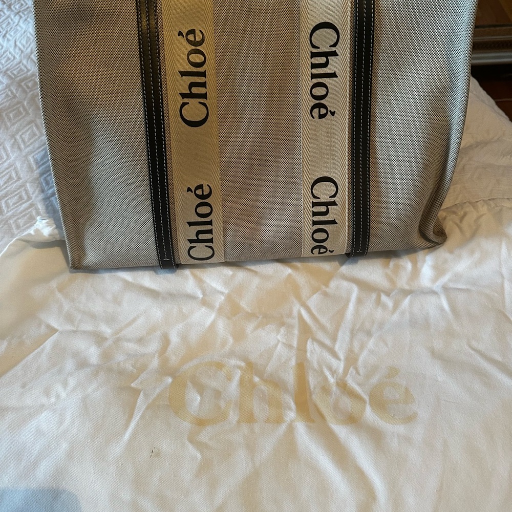 Chloe Beige and Black Tote Bag
